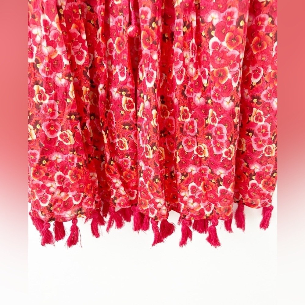 NWT Anthropologie Ro's Garden Seychelles Mini Dress Cover Up XS Pansies Red $155 - Picture 7 of 11